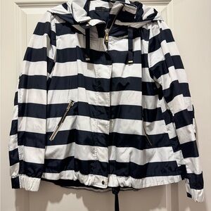 Zara Navy and White Striped Jacket